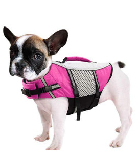 Dog Life Jacket Swimming Vest Lightweight High Reflective Pet Lifesaver With Lift Handle, Leash Ring Pink,M
