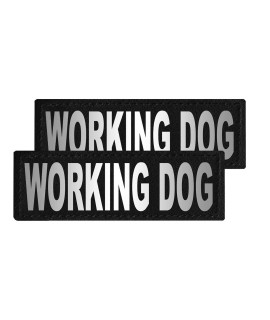 Dogline Working Dog Vest Patches - Removable Working Dog Patch 2-Pack with Reflective Printed Letters for Support Dog Vest Harness Collar or Leash Size B (1.5 x 4)