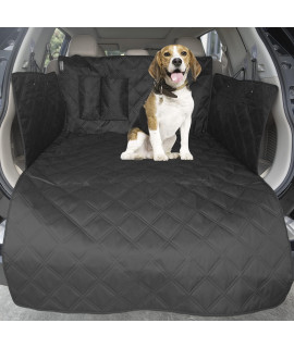AMOCHIEN SUV Cargo Liner for Dogs, Waterproof Dog Cargo Liner with Side Walls Protector and Bumper Flap, Non-Slip Backing Cargo Pet Liner for SUV Medium&Large Black