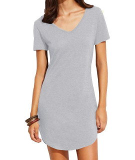 Womens Summer Short Sleeve Slim Fit Shirts Mini Dresses Floral Print Juniors Dress Top Light Grey S