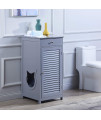 Penn-Plax Cat Walk Furniture: Contemporary Home Cat Litter Enclosure - Storage Drawer, Inner Shelf, and Shutter Style Door - Gray