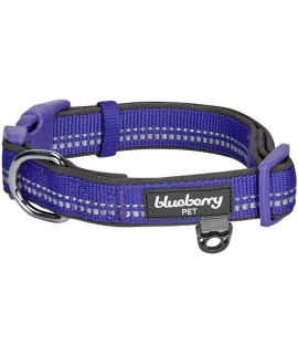 Blueberry Pet Soft & Safe 3M Reflective Neoprene Padded Adjustable Dog Collar - Violet Pastel Color, Small, Neck 12-16