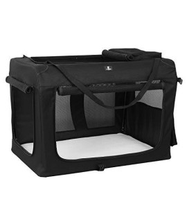 X-ZONE PET 3-Door Folding Soft Dog Crate, Indoor & Outdoor Pet Home, Multiple Sizes and Colors Available (40-Inch, Carbon Black)