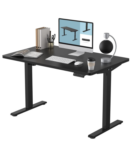 FLEXISPOT EN1 Standing Desk Height Adjustable Desk 48 Inches Whole-Piece Desktop Electric Sit Stand Up Desk Memory controllerHome Office Desks (Black Frame 48 Black Table Top, 2 Packages)