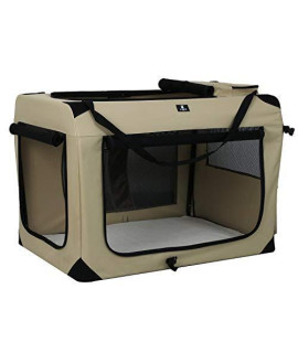 X-ZONE PET 3-Door Folding Soft Dog Crate, Indoor & Outdoor Pet Home, Multiple Sizes and Colors Available (40-Inch, Rice White)