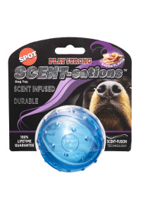 SPOT Play Strong Scent-sations Bacon Flavor Ball 3.25A Dog Toys for Aggressive chewers Ball chew Toys for Aggressive Dogs Interactive Dog Toy Dog chew Toys for Aggressive chewers Blue