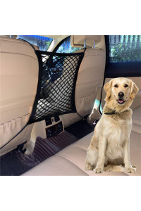 DYKESON Pet Barrier Dog car Net Barrier with Auto Safety Mesh Organizer Baby Stretchable Storage Bag Universal for cars, SUVs -Easy Install,Safer to Drive with Pets and children, 2 Layer