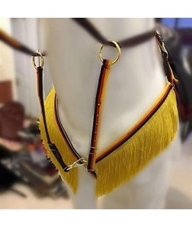 HABADOG Adjustable Horse Riding Equipment Halter Horse Bridle Harness Breastplate Breast Collar Tassel Horse Equestrian Accessories (Color : Yellow)