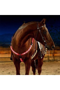 HABADOG Horse Breastplate Dual LED Horse Harness Nylon Night Visible Horse Riding Equipment Racing Equitation Cheval Belt (Color : Red)