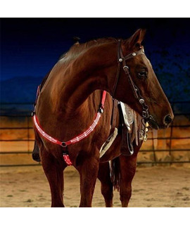 HABADOG Horse Breastplate Dual LED Horse Harness Nylon Night Visible Horse Riding Equipment Racing Equitation Cheval Belt (Color : Red)