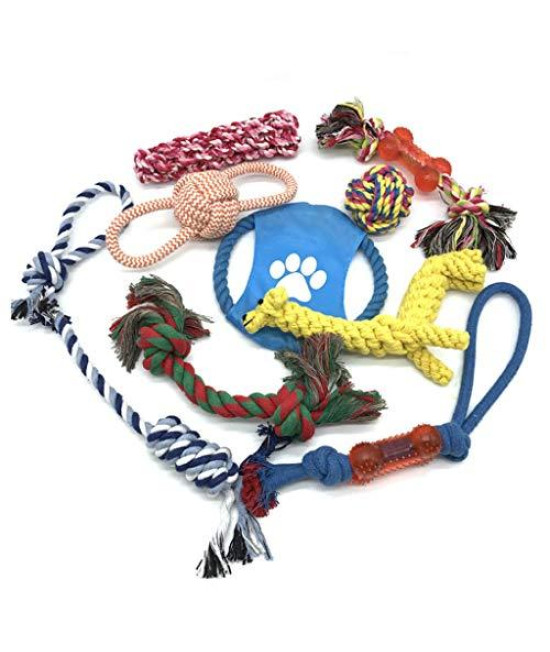 SprinZ 10 Pcs Clean Teeth Dog Pet Chew Rope Toys Set Washable Durable Cotton Puppy