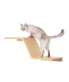 MYZOO Zone(Pine): Wall Mounted Cat Bed, Wooden Cat Furniture, Floating Cat Perch, Cat Tree, Cat Shelves (Higher Left)