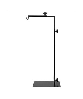 Reptile Lamp Stand, Stand Adjustable Floor Light Holder Landing Bracket Metal Support for Glass Terrarium Heating Shelf Base Black Practical Durable Home Pet