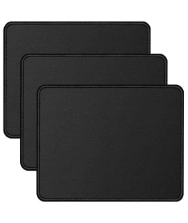 Pupbbi Mouse Pad 3 Pcs Of Black Standard Mouse Pads, Mouse Pad With Stitched Edges,Rubber Anti Slip Base Mousepad,Mouse Pads For Office And Games, Washable,Square,103Inch X 83Inch X 012Inch