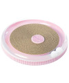 PawsMark Pink 4 in 1 Interactive Round Cat Scratcher, Lounge, Toy and Brush