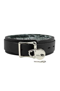Avery V Collar Handcrafted Premium Latigo Leather Softest Chinchilla Fur Collar (Deep Black, Small)