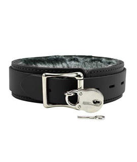 Avery V Collar Handcrafted Premium Latigo Leather Softest Chinchilla Fur Collar (Deep Black, Small)