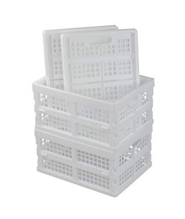 Farmoon 16 Quart Folding Collapsiable Crate, Plastic Storage Milk Crates(4 Packs, White)