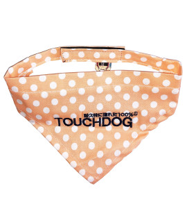 Touchdog 'Bad-to-the-Bone' Polka Patterned Fashionable Velcro Bandana, Large, Orange