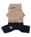 Touchdog Vogue Neck-Wrap Sweater and Denim Pant Outfit, X-Small, Peach