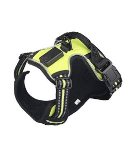 HABADOG Nylon Pet Safety LED Harness Dog Product Flashing Light Harness LED Dog Harness Leash Rope Belt LED Dog Collar Vest Pet Supplies (Color : Green, Size : L)