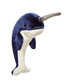 Fluff & Tuff Bleu Narwhal Plush Toy for Medium Dogs, 11 Inch, Durable and Machine Washable