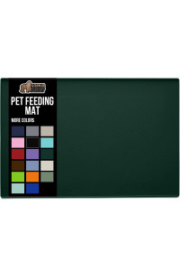 Gorilla Grip Silicone Pet Feeding Mat, Waterproof, 23x15, Easy Clean in Dishwasher, Raised Edges to Prevent Spills, Dog and Cat Placement Tray to Stop Food and Water Bowl Messes on Floor, Hunter Green