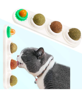 Starroad-Tim Catnip Balls Catnip Toy For Cats Rotatable Edible Balls Natural Healthy Self-Adhesive Catnip Edible Balls (White)