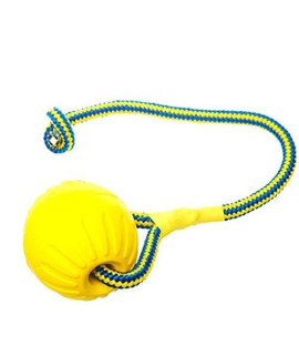 HABADOG 7/9CM Pet Dog Training Toy Ball Indestructible Solid Rubber Balls Chew Play Fetch Bite Toy with Carrier Rope Bite Resistant Sale (Color : Photo Color, Size : Diameter 9cm)