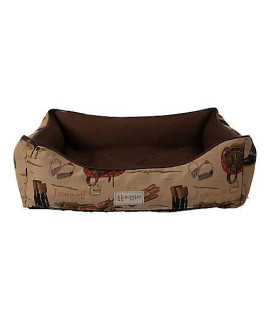 Huntley Pet English Equestrian Tapestry Design Rectangle Washable Soft Ped Bed (Large 31.5" x 27.5" x 8.5")