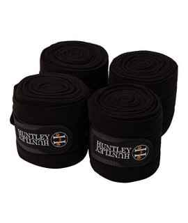 Huntley Equestrian Polo Wraps for Horses: Protective Leg Support Bandage for Training, Exercising, Turnout- 4 Wraps (Black)