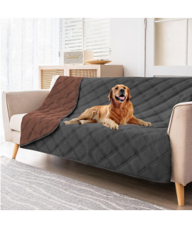 SUNNYTEX Waterproof & Reversible Dog Bed Cover Pet Blanket Sofa, Couch Cover Mattress Protector Furniture Protector for Dog, Pet, Cat (52*82,Chocolate/Dark Grey)