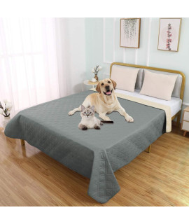 SUNNYTEX Waterproof Dog Bed Cover Dog Mat Pet Pad Pet Blanket for Couch Sofa Bed Mat Anti-Slip Furniture Protrctor(82" 82",Grey)