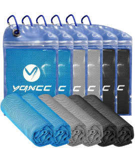 YQXcc 6 Pack cooling Towel (47x12) Ice Towel for Neck, Microfiber cool Towel, Soft Breathable chilly Towel for Yoga, Sports, golf, gym, camping, Running, Fitness, Workout More Activities