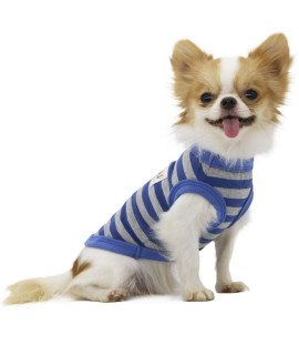 LOPHIPETS 100% Cotton Striped Dog Shirts for Small Dogs Chihuahua Puppy Clothes Tank Vest-Blue and Gray Strips/L