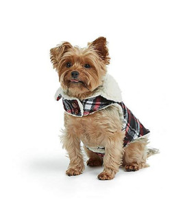 Bee & Willow Home Plaid Melton Sherpa Lined Extra Small Dog Coat in Black