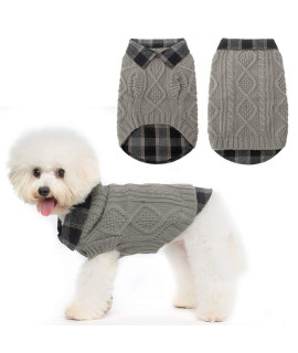 Warm Dog Sweater Winter Clothes - Plaid Patchwork Pet Doggy Knitted Sweaters Comfortable Coats For Cold Weather, Fit For Small Medium Large Dogs