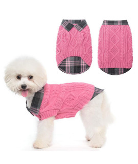 Warm Dog Sweater Winter Clothes - Plaid Patchwork Pet Doggy Knitted Sweaters Comfortable Coats For Cold Weather, Fit For Small Medium Large Dogs