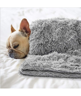 Benron Grey 40X60 Inch Small Dog Blanket For Couch Bed Crate Reversible Fleece Fluffy Pet Throw Blankets