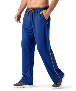 Magnivit Mens Sweatpants Wide Leg Quick Dry Pants With Zipper Pockets Leisure Wear Bright Blueorange