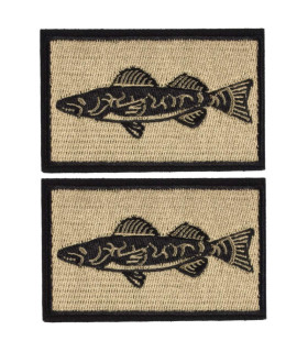 2 Pieces Fishing Patches, Tactical Wildlife Walleye Patch, coyote