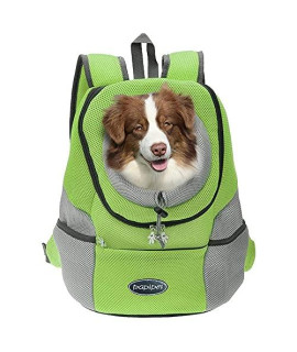papipet Pet Dog Carrier Backpacks, Puppy Dog Hike Travel Front Pack with Breathable Head Out Backpack Carriers for Small Medium Dogs Cats Rabbits (XL,Green)