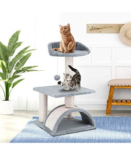 ScratchMe Cat Tree, Multi-Level Cat Tower House Condo with Scratching Posts & Hammock for Medium & Small Cats