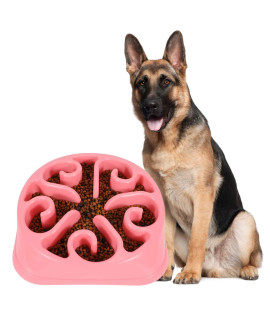 Jasgood Large Dogs Bowl,Fun Slow Feeder Dog Bowl,Anti-Gulping Dog Slow Feeder Stop Bloat,Eco-Friendly Durable Big Pet Bowl (C-Pink)