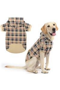Expawlorer Plaid Dog Hoodie - British Style Soft And Warm Dog Sweater With Leash Hole, Hooded Cold Weather Clothes, Dog Sweatshirt, Outfits, Winter Coat For Small Medium Large Dogs