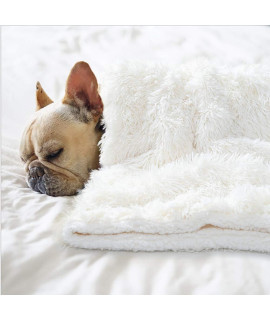 Benron Cream White 20X30 Inch Small Dog Blanket For Couch Bed Crate Reversible Fleece Fluffy Throw Blankets