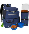 PetAmi Dog Travel Bag Backpack | Backpack Organizer with Poop Bag Dispenser, Multi Pocket, Food Container Bag, Collapsible Bowl | Weekend Pet Travel Set for Hiking Overnight Camping Road Trip (Navy)