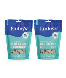 Finleys Blueberry coconut Dog Biscuits Treats for Dogs Made in USA Natural Blueberry coconut Dog Treat Wheat Free Dog Treats Healthy Dog Treat Bags (12 oz) - 2 Pack
