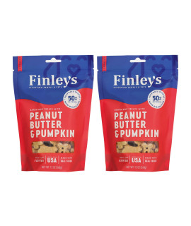 Finleys Peanut Butter Pumpkin Dog Biscuits Treats for Dogs Made in USA Natural Peanut Butter Pumpkin Dog Treats Wheat Free Dog Treats Healthy Dog Treat Bags (12 oz)