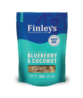 Finleys Blueberry coconut Dog Biscuits Treats for Dogs Made in USA Natural Blueberry coconut Dog Treat Wheat Free Dog Treats Healthy Dog Treat Bags (12 oz)